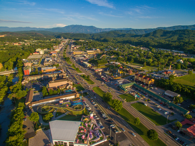 Aerial of Pigeon Forge TN