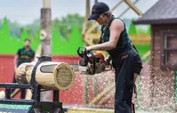 lumberjill and a chainsaw